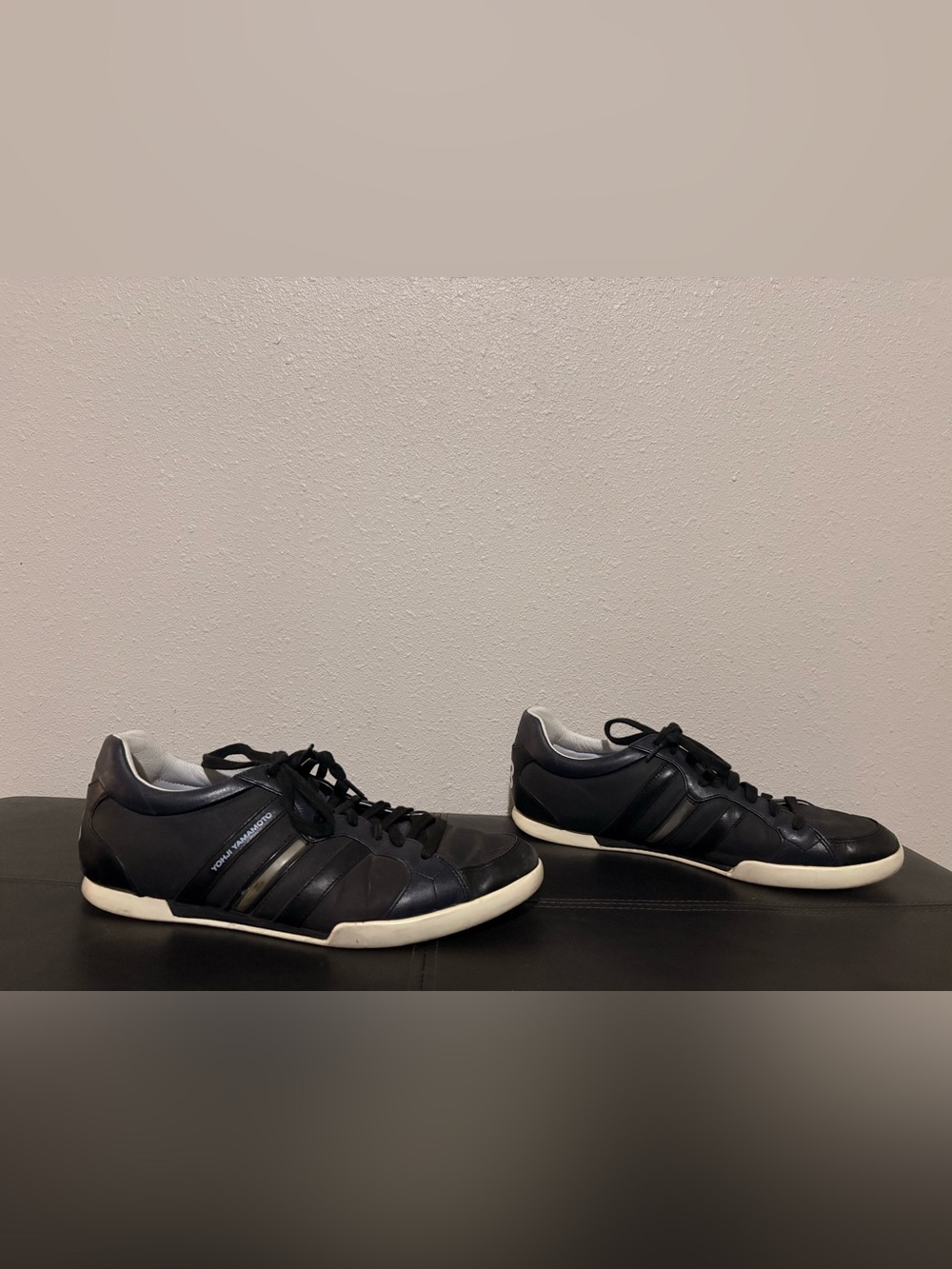 Yohji Yamamoto Black Leather Low-Profile Sneakers with Cream Sole adidas 8.5